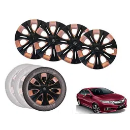 Auto Pearl 4 Pcs 15 inch Black &a; Copper ABS Press Type Hubcap Wheel Cover Set with Retention Ring for Honda CityIvtec2016-picture-40