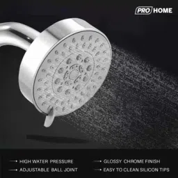 ProHome Plastic Silver Chrome Finish Round Overhead Shower with 3 High Flow Spray Modes image 4