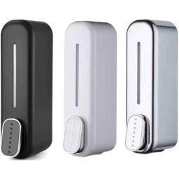 Fastgear 3 Pcs 400ml Plastic Silver, Black &a; White Cubical Soap Dispenser Set-image-31