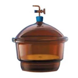 Borosil 300mm Amber Vacuum Desiccator Set with Cover &a; Porcelain Plate, 3085045-33