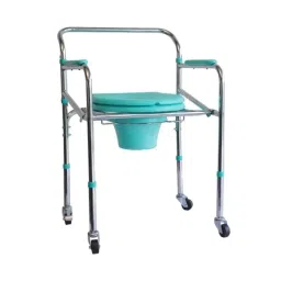 Everactiv 5 Levels Height Adjustable &a; Foldable Commode Chair with Wheel, EWSW01-12