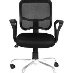 Vizolt Royal Black Low Back Mesh DIY Office Chair with Fixed Armrest-35