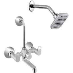 IRIS Prime 2 Pcs Brass Chrome Finish Wall Mixer &a; Grand Shower Head Set-image-85
