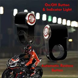 Miwings 12V Switch Control With Lighting Led Indicator Headlight Handlebar Switch Latching On+Off Handle Bar Mount Push Button For Royal Enfield And All Motorbike image 5