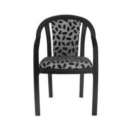 Supreme Ornate Plastic Black Egg Cushion Medium Back Chair with Arm (Pack of 2)-picture-26