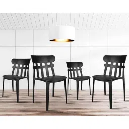 Rose Aux Cafe 4 Pcs Plastic Black Chair Set without Arm for Cafe, Dining, Restaurant &a; Banquet-image-11