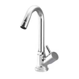 IRIS Flora Brass Chrome Finish 360 degree Moving Spout Swan Neck Wash Basin Tap-image-27