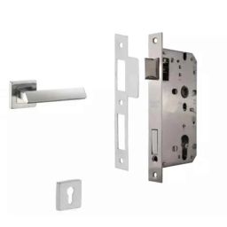 Dorset ML Series Elmo Stainless Steel Silver Chrome Finish Door Handle Lock Set with Mortise Latch (Pack of 3)-picture-10