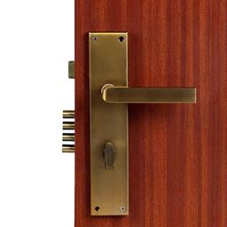 Saze 10 inch Stainless Steel Matt Antique Brass Finish Cylindrical Plate Mortise Door Lock Handle Set-image-97