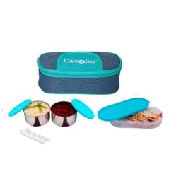 Carrolite 400ml Blue &a; Cyan Stainless Steel Lunchbox, Trendy_1005 (Pack of 2)-image-64