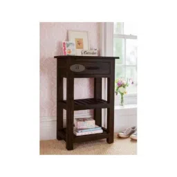 Angel Furniture Solid Sheesham Wood Glossy Finish Dark Brown Tallboy Side End Table, AF-177W-26
