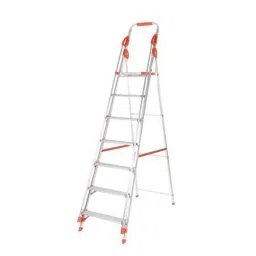 Bathla Zenith 7 Step Silver &a; Orange Aluminium Ladder-image-72