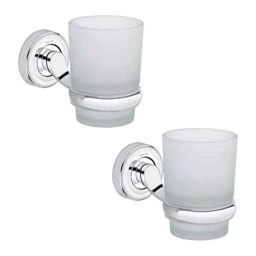 Aligarian Stainless Steel &a; Glass Chrome Finish Wall Mounted Tumbler Holder (Pack of 2)-image-73