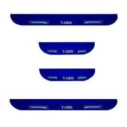 Car Accessories Hub 4 Pcs Acrylic Black Sill Scuff Plate Set with Blue LED for Toyota Yaris All Model-34
