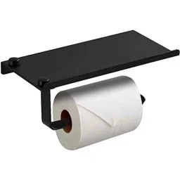 Aquieen Stainless Steel 304 Matte Black Toilet Paper Holder with Mobile Phone Storage Shelf-image-15