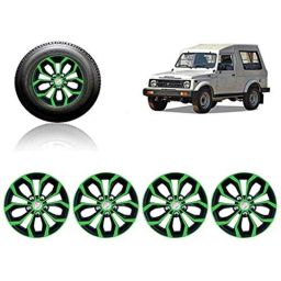 Auto Pearl 4 Pcs 15 inch ABS Green &a; Black Car Wheel Cover Set for Maruti Suzuki Gypsy-picture-11