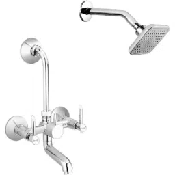 Prestige Croma 2 Pcs Brass Chrome Finish Wall Mixer &a; Cruzz Shower Head Set-image-97