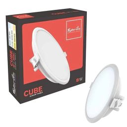Fybros Cube 8W Polycarbonate Cool White Round Sleek LED Panel Light, FLS5157A-44