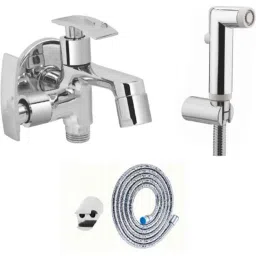 IRIS Passion Brass Chrome Finish 2 Way Bib Cock with Push Button Health Faucet-image-93