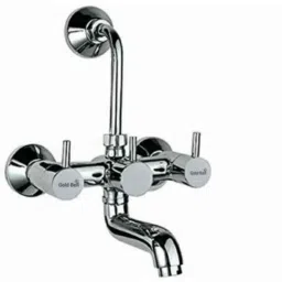 Gold Bell Flora Brass Silver Wall Mounted Chrome Finish 2 in 1 Bathroom Wall Mixer with L Bend, BR81_05-image-65
