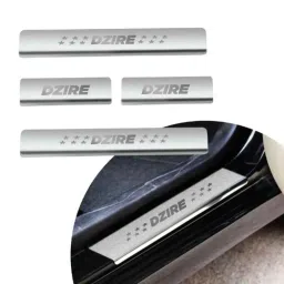 Car Accessories Hub 4 Pcs Stainless Steel Silver Car Footstep Sill Plate Set without LED for Maruti Suzuki Dezire 2017 Model-image-64