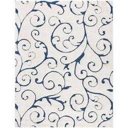 Carpetify 3x5ft Cream &a; Blue Grand Swirl Shaggy Carpet, 1224YQZYB39-26