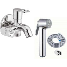Prestige Prime Brass Chrome Finish 2 Way Bib Cock with Star Health Faucet-image-80