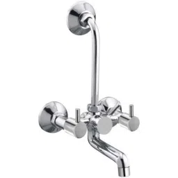 Drizzle Flora 2 in 1 Brass Chrome Finish Silver Wall Mixer, AWMIXFLORA-picture-21