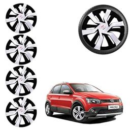 Auto Pearl 4 Pcs 15 inch ABS Black &a; White Car Wheel Cover Set for Volkswagen Polo Cross-picture-6