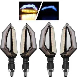JBRIDERZ 4 Pcs D Type Style White Blue LED Indicator Set for Bajaj Boxer-picture-38