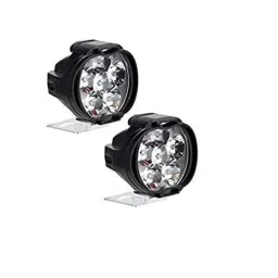 AOW LED Small Round Auxiliary Bike Fog Lamp Light Assembly White (Set of 2) with Switch Universal for All Royal Enfield Models-46