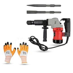 Hillgrove 1200W Demolition Hammer Concrete Breaker with 2 Bits &a; Gloves, HGCM1375-24