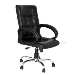 High Living Remus Leatherette Medium Back Black Office Chair-45