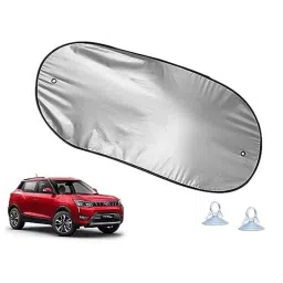 Auto Pearl Polyester Black &a; Silver Rear Window Sun Shade Curtain with Storage Pouch for Mahindra XUV 300 2019-picture-8