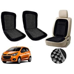 Auto Pearl PU, Velvet &a; Wooden Beads Black Rectangular Seat Cushion for Chevrolet Beat Type-2 (Pack of 2 )-image-30