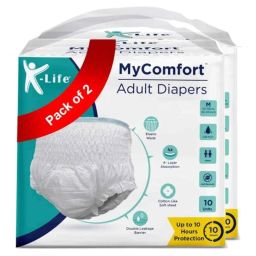 K-Life 10 Pcs 24-45 inch Cotton Pant Style Adult Diapers Set, Size: M (Pack of 2)-15