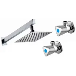 Senkiddpro Triangle 2 Pcs Stainless Steel Chrome Finish Wall Mounted Angle Cock &a; 6x6 inch Slim Overhead Shower Combo-image-42