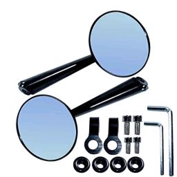 Miwings Cnc Alloy Stylish Design 2-Verson Circle Anti Glare Mirror For Motorbike Rearview Side Handle Bar End Mirrors For All Universal Bikes (Left &a; Right, Pack Of 2, Black)-25