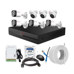 CP Plus 2.4MP Full HD Audio Indoor &a; Outdoor CCTV Combo Kit with 8Ch DVR, 3 Dome 4 Bullet Camera, 8Ch SMPS, 70m Cable, 500GB HDD &a; Connector-22