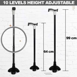 MCP Nimbus T Shape Black Aluminium Lightweight Walking Stick with Adjustable Height for Old People image 3