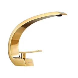 Aquieen Brass Gold Hot &a; Cold Single Lever Wash Basin Tap-image-52
