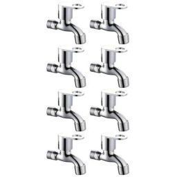 Drizzle OreoMini 8 Pcs Brass Chrome Finish Silver Bib Cock Set with Foam Flow, BIBOREOMINI8-34
