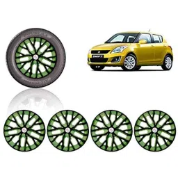 Auto Pearl 4 Pcs 14 inch ABS Black &a; Green Press Type Fitting Car Wheel Cover Set for Maruti Swift T 4-image-20