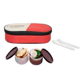 Carrolite 400ml 2-in-1 Red &a; Brown Plastic Lunchbox, Brown_P-26 (Pack of 2)-image-66