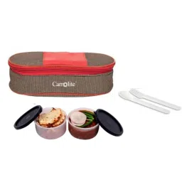 Carrolite 400ml Brown &a; Black Plastic Lunchbox, Black_P-14 (Pack of 2)-image-17
