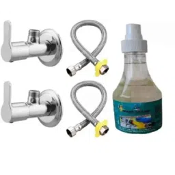 Fastgear 2 Pcs Marc Stainless Steel Angle Wall Cock Set with 2 Pcs Connection Pipe &a; 1 Pcs Shiner-17
