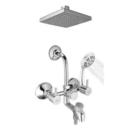 Mayur Ocich Flaro Brass Wall Mount 3 In 1 Wall Mixer Set with 6 inch Rain &a; 5-Flow Handshower-image-44