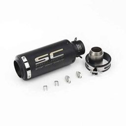 RA Accessories Black SC Mini with Silver Strip Silencer Exhaust for Hero Karizma ZMR-picture-28