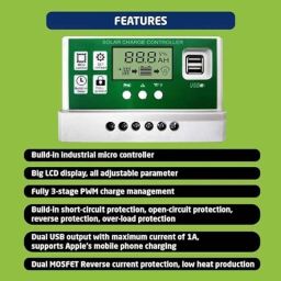 Servotech 30A 12V &a; 24V Solar Charge Controller with LCD Display (Pack of 3) image 4