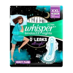 Whisper 50 Pcs Ultra White Cotton Disposable Sanitary Pad Packet, Size: XXL-picture-20